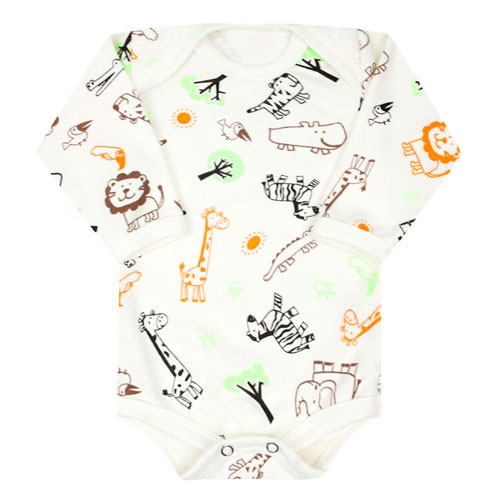 Body Bebê Manga Longa Canelado Creme Safari (PREMATURO) - Top Chot - Tamanho PREMATURO - Creme