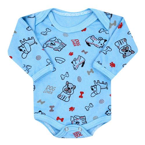 Body Bebê Masculino Manga Longa Azul Dog (Prematuro) - Top Chot - Tamanho PREMATURO - Azul