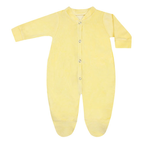 Macacão Bebê Plush Liso Manga Longa e Com Pé (PREMATURO) - Top Chot - Tamanho PREMATURO - Amarelo