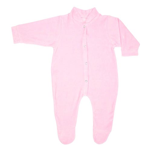 Macacão Bebê Plush Liso Manga Longa e Com Pé (PREMATURO) - Top Chot - Tamanho PREMATURO - Rosa