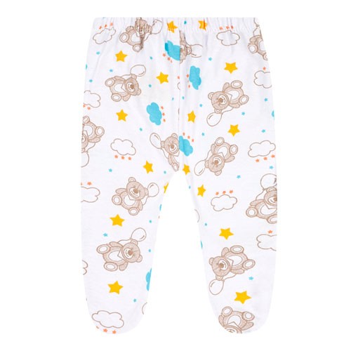 Mijão (Culote) Bebê Masculino Meia Malha com Pé Branco Urso Balão (PREMATURO) - Top Chot - Tamanho PREMATURO - Branco