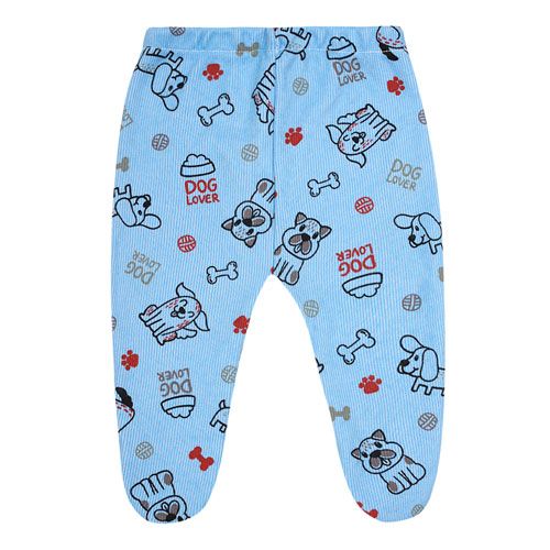 Mijão (Culote) Bebê Masculino Canelado com Pé Azul Doguinho (PREMATURO) - Top Chot - Tamanho PREMATURO - Azul