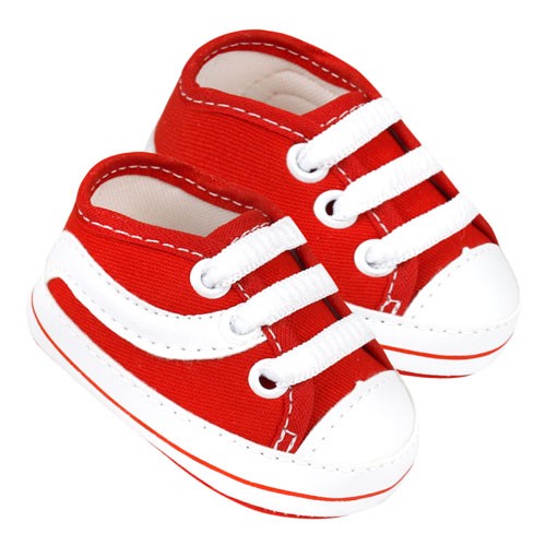 Tênis Bebê Skate Vermelho e Branco (P/M/G/GG) - Baby Soffete - Tamanho G - Vermelho