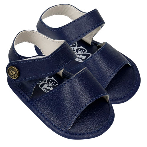 Sandália Bebê Masculina Azul Marinho com Velcro (P/M/G) - Bebê Fofuxo - Tamanho M - Azul Marinho