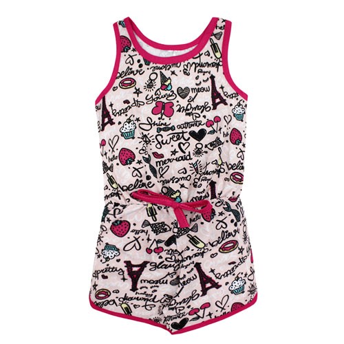 Macaquinho Infantil Feminino Regata Cotton Rosa Sorvetinho (4/6/8) - Kappes - Tamanho 6 - Rosa