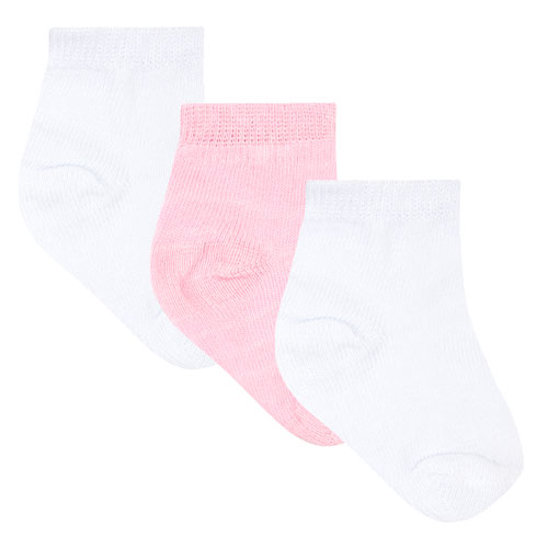 Kit Meia Bebê Feminino 3 Pares Branco e Rosa (14-15) - Winston - Tamanho 14-15 - Branco,Rosa