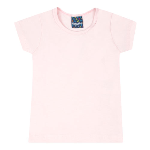 Camiseta Bebê Feminina Cotton Rosa Manga Curta (P/M/G) - Viston - Tamanho M - Rosa