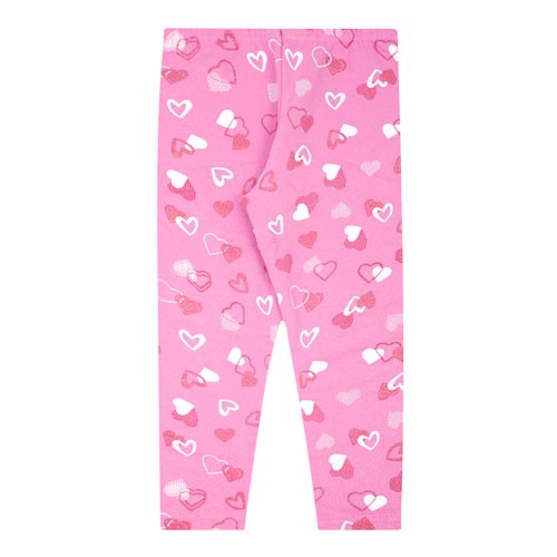 Calça Legging Infantil Feminina Moletom Rosa Coraçõezinhos Glitter (4/6/8) - Jidi Kids - Tamanho 6 - Rosa