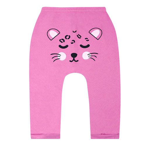 Calça Bebê Feminina Saruel Moletom Rosa Chiclete Onça Glitter (P/M/G) - Jidi Kids - Tamanho M - Rosa