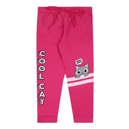 Calça Infantil Feminina Moletom Pink Gatinha Legal (4/6/8) - Jidi Kids - Tamanho 6 - Pink