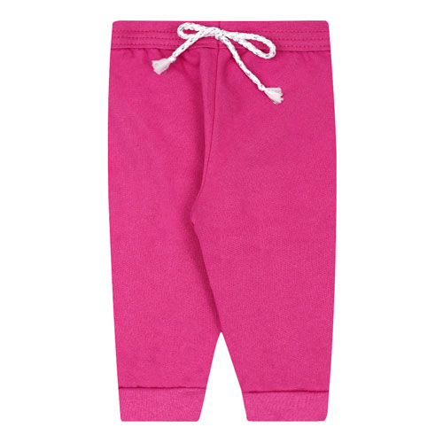 Calça Bebê Feminina Moletom Pink com Cordão (P/M/G) - Fantoni - Tamanho G - Pink