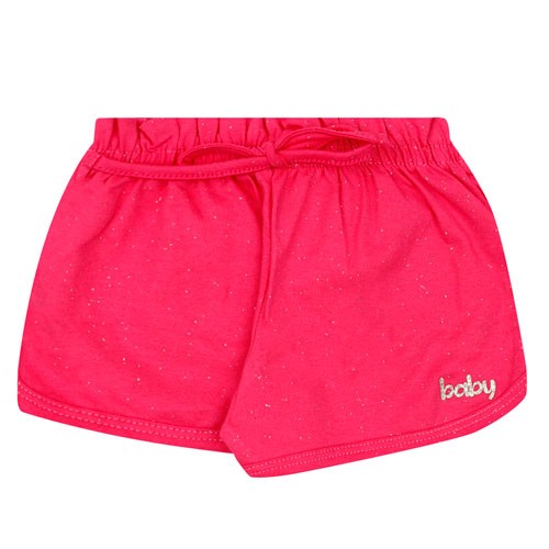 Shorts Bebê Feminino Cotton com Cordão Pink Brilho Baby (P/M/G) - Pimentinha Kids - Tamanho G - Pink