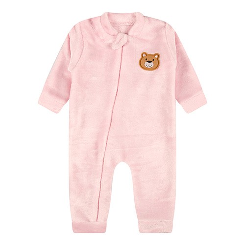 Macacão Bebê Feminino Fleece Manga Longa Rosa Ursinha (P/M/G/1) - Freedom Baby - Tamanho 1 - Rosa