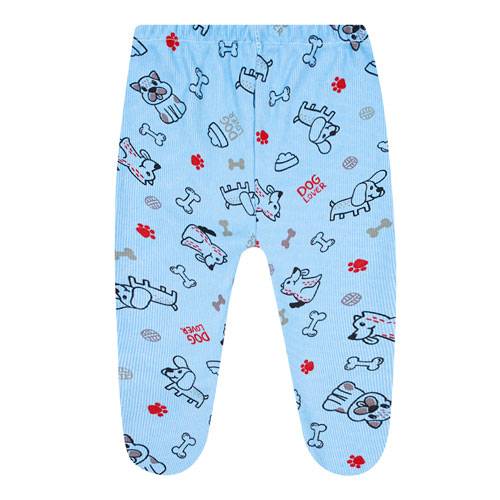 Mijão (Culote) Bebê Masculino Canelado com Pé Azul Doguinho (RN/P/M/G) - Top Chot - Tamanho RN - Azul