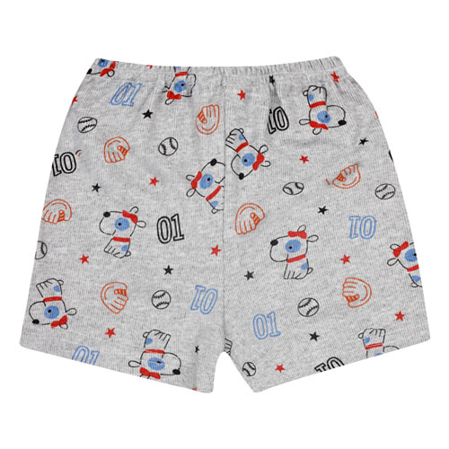 Shorts Bebê Masculino Canelado sem Punho Mescla Beisebol (1/2/3) - Top Chot - Tamanho 1 - Mescla