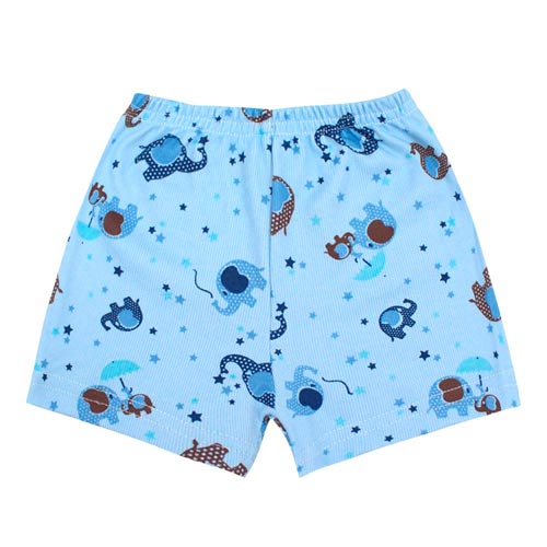 Shorts Bebê Masculino Canelado Azul Elefante (1/2/3) - Top Chot - Tamanho 3 - Azul