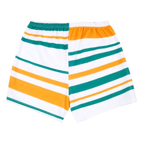 Shorts Bebê Canelado Listras Grandes sem Punho Verde e Laranja (1/2/3) - Top Chot - Tamanho 2 - Laranja,Verde,Branco