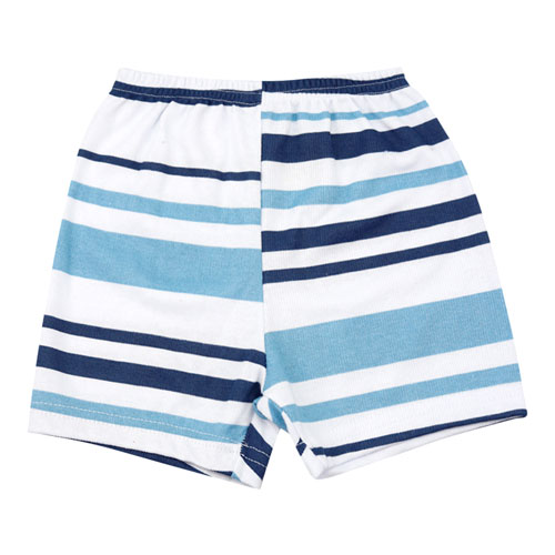 Shorts Bebê Masculino Canelado Listrado Azul e Azul Marinho sem Punho (1/2/3) - Top Chot - Tamanho 1 - Azul,Azul Marinho,Branco