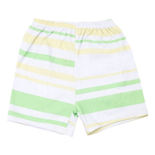 Shorts Bebê Canelado Listras Grandes sem Punho Verde e Amarelo (1/2/3) - Top Chot - Tamanho 3 - Amarelo,Verde,Branco