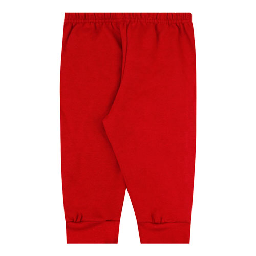 Calça Bebê Moletinho com Punho Vermelha (1/2/3) - Top Chot - Tamanho 3 - Vermelho