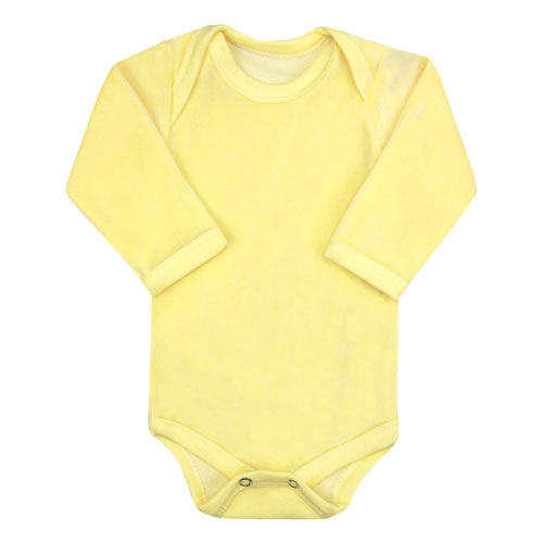 Body Bebê Plush Liso Manga Longa (RN/P/M/G) - Top Chot - Tamanho G - Amarelo