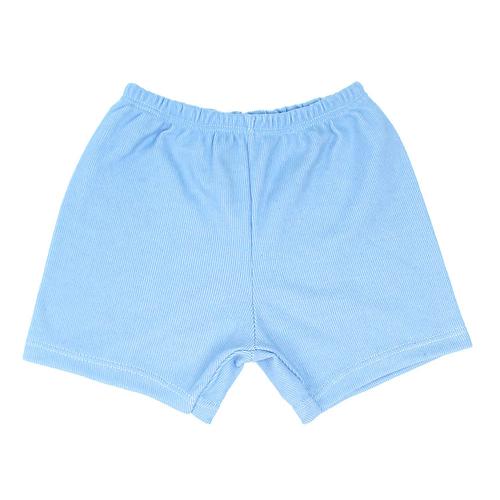 Shorts Bebê Canelado Liso sem Punho (P/M/G) - Top Chot - Tamanho P - Azul