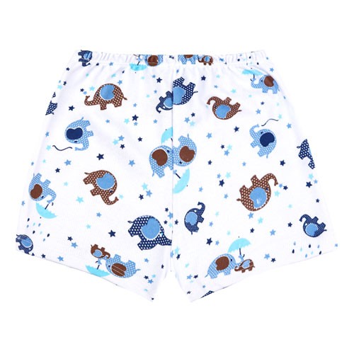 Shorts Bebê Canelado sem Punho Branco Elefante Azul (P/M/G) - Top Chot - Tamanho G - Azul