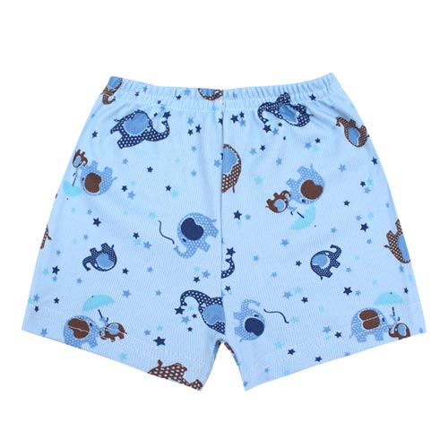 Shorts Bebê Masculino Canelado Azul Elefante (P/M/G) - Top Chot - Tamanho G - Azul