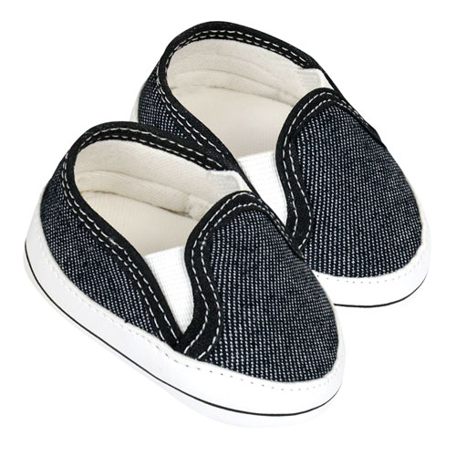 Tênis Bebê Slip-On Basic Jeans Preto (P/M/G/GG) - Baby Soffete - Tamanho M - Preto