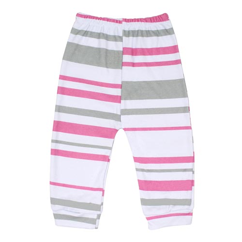 Mijão (Culote) Bebê Feminino Canelado Listrado Rosa e Cinza sem Pé (RN/P/M/G) - Top Chot - Tamanho RN - Cinza,Rosa