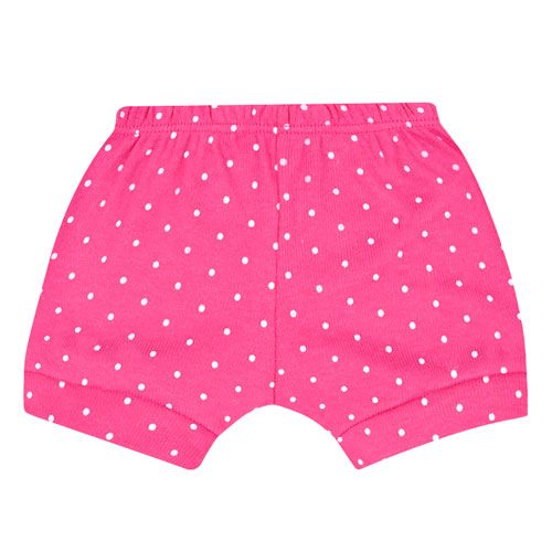 Tapa Fralda (Shorts) Bebê Canelado Poá (P/M/G) - Top Chot - Tamanho G - Branco,Rosa