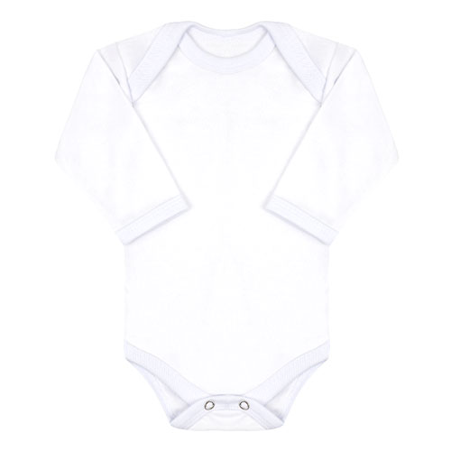 Body Bebê Suedine Liso Manga Longa (RN/P/M/G) - Top Chot - Tamanho G - Branco