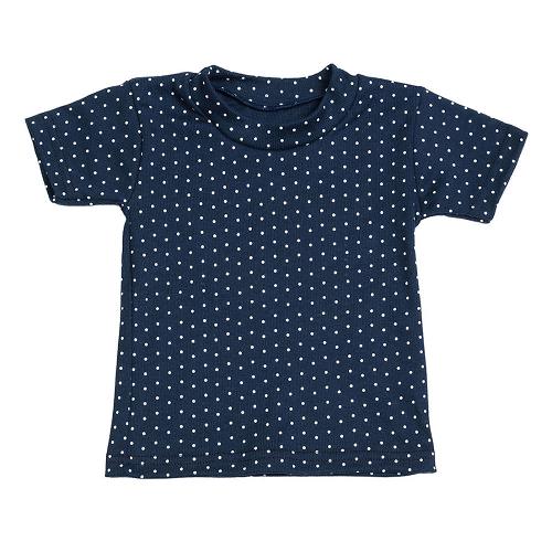 Camiseta Bebê Canelada Escura Poá Manga Curta (P/M/G) - Top Chot - Tamanho G - Azul Marinho