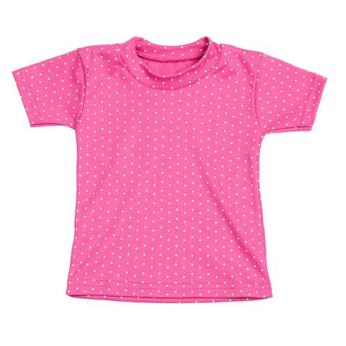 Camiseta Bebê Canelada Escura Poá Manga Curta (P/M/G) - Top Chot - Tamanho P - Pink