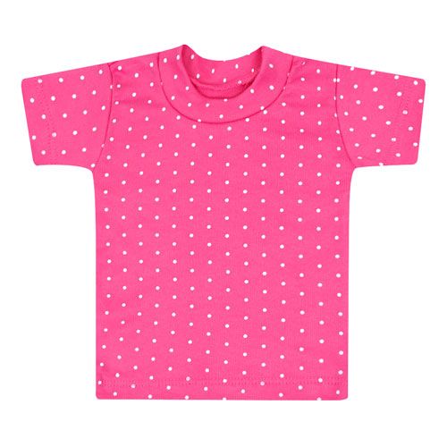 Camiseta Bebê Canelada Escura Poá Manga Curta (P/M/G) - Top Chot - Tamanho M - Rosa