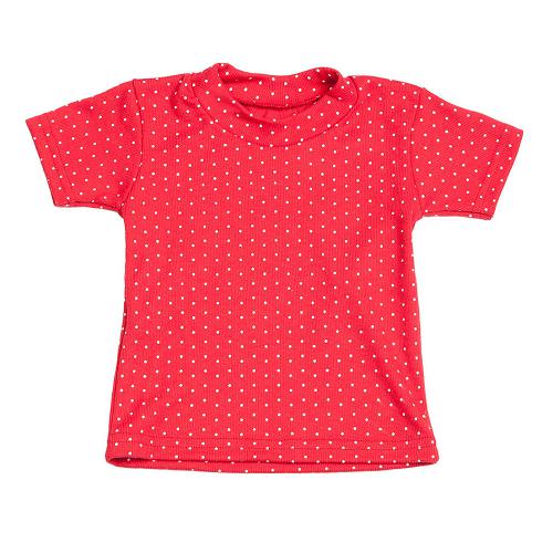 Camiseta Bebê Canelada Escura Poá Manga Curta (P/M/G) - Top Chot - Tamanho P - Vermelho