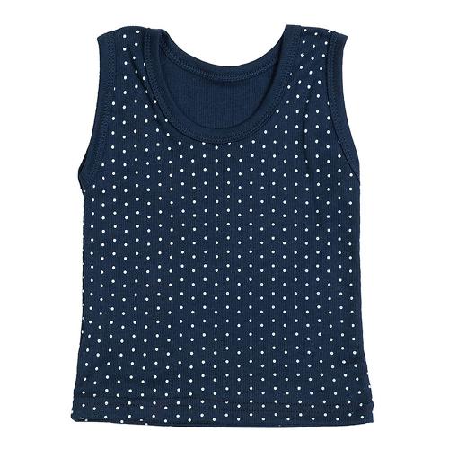 Camiseta Bebê Canelada Escura Poá Regata (P/M/G) - Top Chot - Tamanho M - Azul Marinho