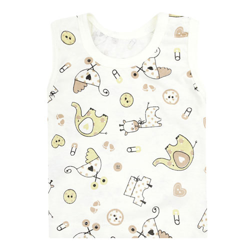 Camiseta Bebê Meia Malha Regata Creme Safari Baby (P/M/G) - Top Chot - Tamanho M - Creme