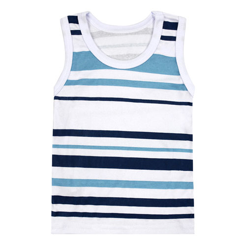 Camiseta Regata Bebê Masculina Canelada Listras Grandes Azul Marinho e Turquesa (P/M/G) - Top Chot - Tamanho G - Turquesa,Azul Marinho