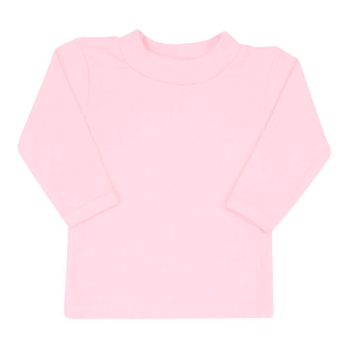 Camiseta Bebê Canelada Lisa Manga Longa (1/2/3) - Top Chot - Tamanho 1 - Rosa