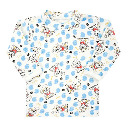 Camiseta Bebê Canelada Manga Longa Creme Doguinho (1/2/3) - Top Chot - Tamanho 3 - Creme