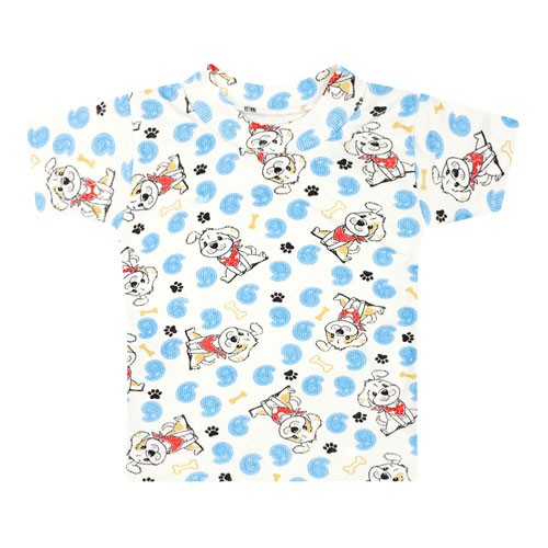 Camiseta Bebê Canelada Manga Curta Creme Doguinho (P/M/G) - Top Chot - Tamanho M - Creme