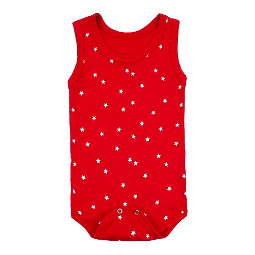 Body Bebê Canelado Regata Vermelho Estrela (1/2/3) - Top Chot - Tamanho 2 - Vermelho