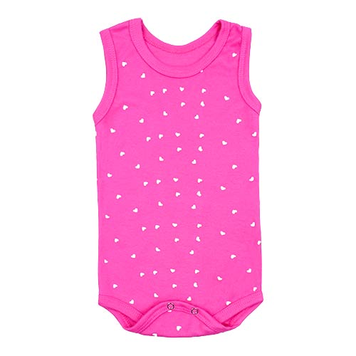 Body Bebê Feminino Canelado Regata Rosa Corações (1/2/3) - Top Chot - Tamanho 3 - Rosa