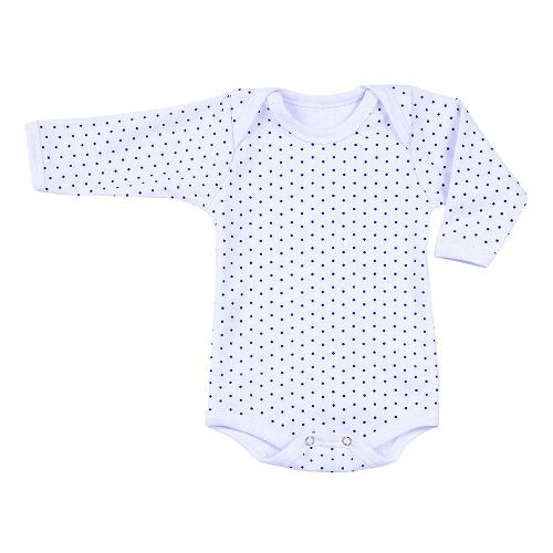 Body Bebê Canelado Poá Manga Longa (RN/P/M/G) - Top Chot - Tamanho RN - Branco