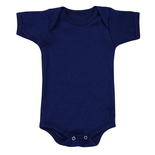 Body Bebê Canelado Escuro Liso Manga Curta (RN/P/M/G) - Top Chot - Tamanho G - Azul Marinho