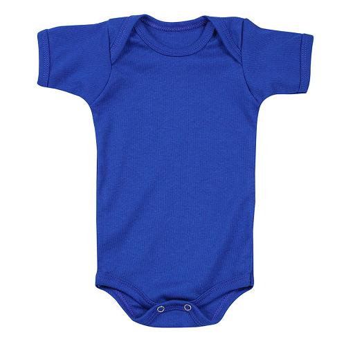 Body Bebê Canelado Escuro Liso Manga Curta (RN/P/M/G) - Top Chot - Tamanho RN - Azul Royal