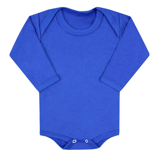 Body Bebê Canelado Escuro Liso Manga Longa (RN/P/M/G) - Top Chot - Tamanho RN - Azul Royal