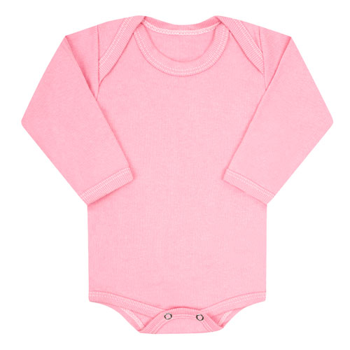 Body Bebê Canelado Escuro Liso Manga Longa (RN/P/M/G) - Top Chot - Tamanho G - Rosa