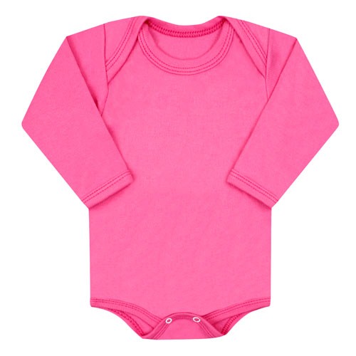 Body Bebê Canelado Escuro Liso Manga Longa (RN/P/M/G) - Top Chot - Tamanho G - Rosa